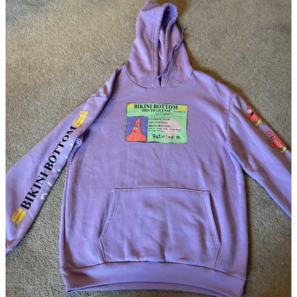 Nickelodeon Patrick Star Bikini Bottom Driver License Purple Hoodie size L